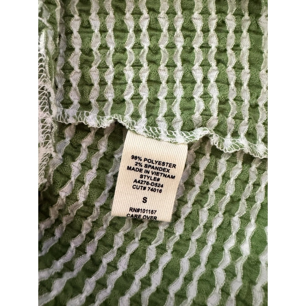 Kim & Cami Textured Geo Knit Polo Top Green White Small Coastal Mod - Picture 5 of 7